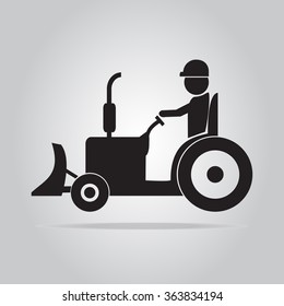 Tractor and driver icon, vector illustration