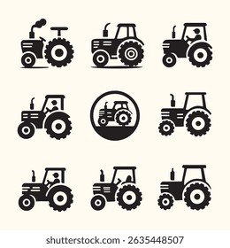 Tractor editable stroke outline icon isolated on white background