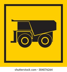 Tractor, excavator, bulldozer, crawler, Wheeled and continuous track with blade and backhoe. illustration or icon. on yellow background. EPS 10 vector, sign