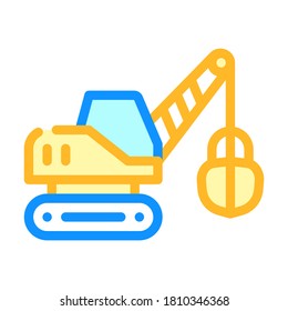 vector de icono de color de excavadora de tractor. signo de la excavadora de tractores. ilustración de símbolo aislado