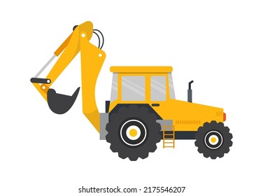 Traktorbagger. Bauindustrie. Vektorgrafik