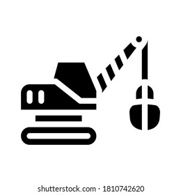 tractor excavator glyph icon vector. tractor excavator sign. isolated contour symbol black illustration
