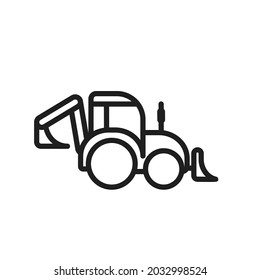 Tractor excavator line icon. construction machinery symbol. isolated vector image in simple style