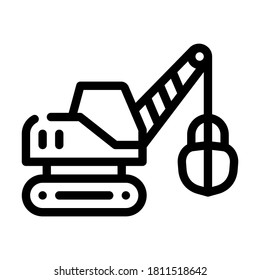 tractor excavator line icon vector. tractor excavator sign. isolated contour symbol black illustration
