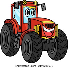 Tractor Face Vehicle Cartoon Colored Clipart Stock Vector (Royalty Free ...