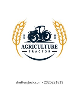 Tractor Farm Agriculture Logo Design Vector Illustration