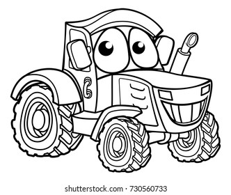 Tractor farm cartoon character vehicle illustration