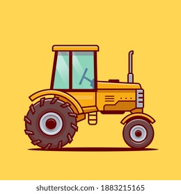 Traktor Farm Cartoon Vektorsymbol Illustration. FarmTransportation Icon Konzept isolierten Premium-Vektorgrafik. Flachbildkartonstil