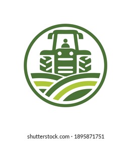 Tractor And Farm Combination Vector Design Logo
