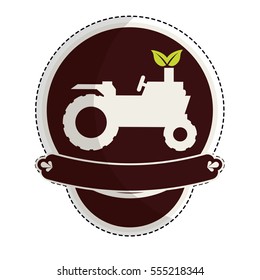 tractor farm emblem icon image vector illustration design 