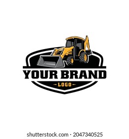 tractor, farm equipment, construction machine isolated logo vector