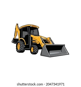 tractor, farm equipment, construction machine isolated vector