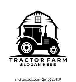 Tractor and Farm house logo design vector template
