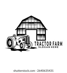 Tractor and Farm house logo design vector. Farm Agriculture logo design template