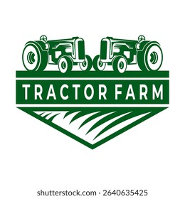 Tractor Farm logo design vector template. Tractor badge logo design icon vector