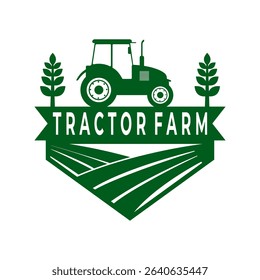 Tractor Farm logo design vector template. Farm Field logo design vector