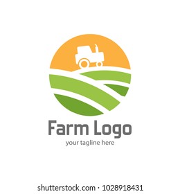 Tractor Farm Logo, Organic Product Sign and logo. Vector. EPS 10