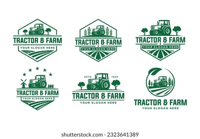 Tractor and farm logo template,  vector pack, vector set