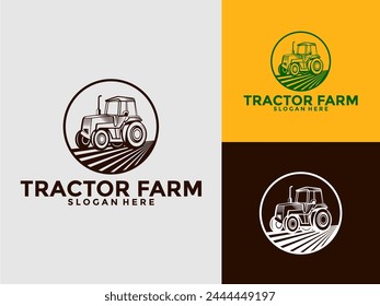 Tractor Farm Logo Vector, Tractor Machine Logo design template