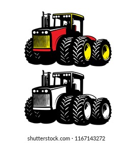 Tractor Farm Machine Vector. Power machine. Stock illustration.