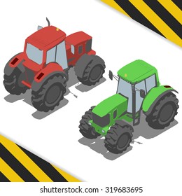 Tractor, Farm Machinery For Isometric World