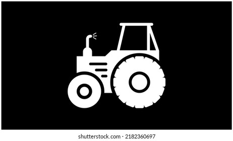 Tractor farm machinery vehicle vector icon illustration, Isolated white tractor vector silhouette art.
