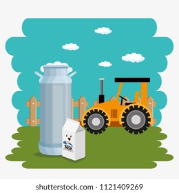 tractor in the farm scene