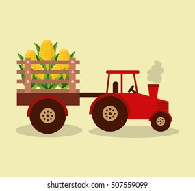 tractor farm with vegetables vector illustration design