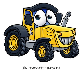 Tractor farm vehicle cartoon character illustration