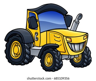 Tractor farm vehicle cartoon illustration