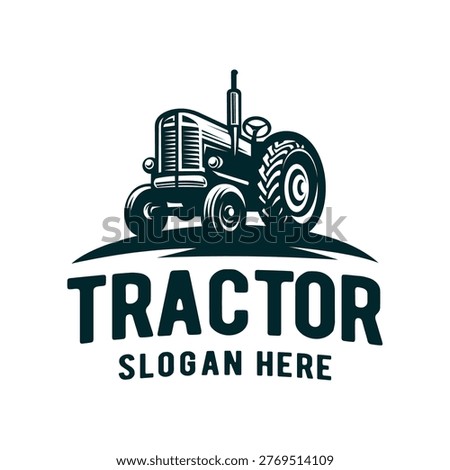 tractor farm vintage logo design vector template illustration