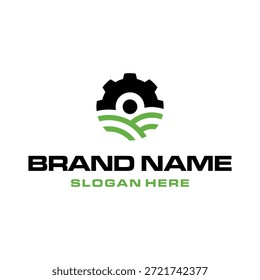 Vector de diseño de logotipo de concepto de agricultor de tractor