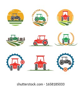 tractor farmer  icon vector illustration design template