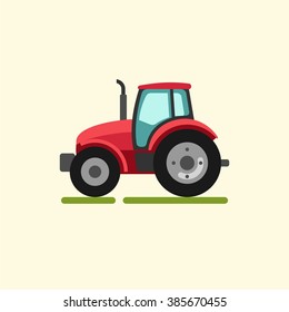 Tractor. Farmer machine. Vector flat illustration.