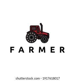tractor farmer toys outline simple logo design vector illustration 