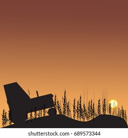 Tractor in the field vector illustration.