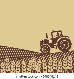 tractor in field. vector illustration - eps 8