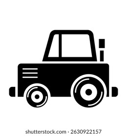 Tractor Fill Icon. Black and White Farm Tractor Symbol