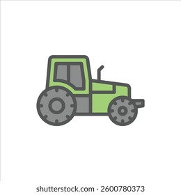 Tractor filled outline icon. tractor colour line illustration