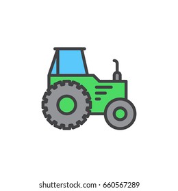 Tractor filled outline icon, line vector sign, linear colorful pictogram. Symbol, logo illustration