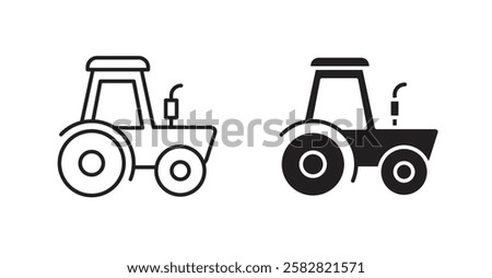 Tractor filled and outlined icons vectors on white background