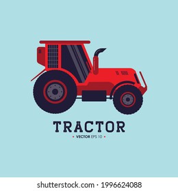 tractor flat faming tools vector illustration