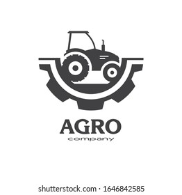 Tractor flat icon element design. Sign or Symbol, logo design for idustrial company or agriculture company. Farm, farming. Vector illustration