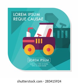 tractor flat icon with long shadow,eps10