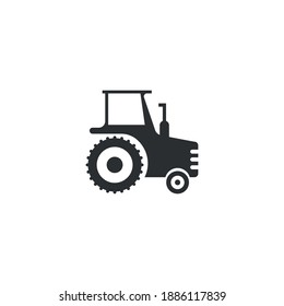 Icono plano del tractor , ilustración vectorial aislada en fondo blanco 
