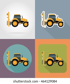 tractor flat icons vector illustration isolated on background