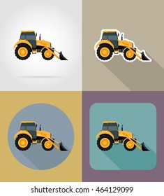 tractor flat icons vector illustration isolated on background
