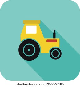 Tractor Flat multi color long shadow icon.