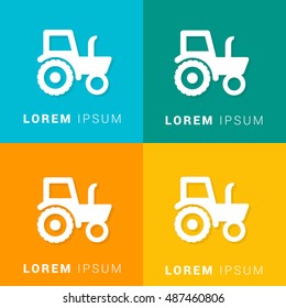 Tractor Four Color Material Designed Icon / Logo