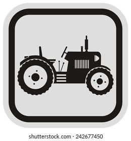 tractor, frame, vector icon at gray and black frame